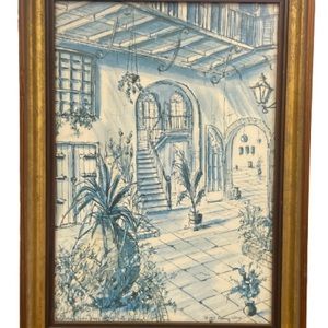 VIntage 1969 Franz Weiss Print Art New Orleans framed & matted.
